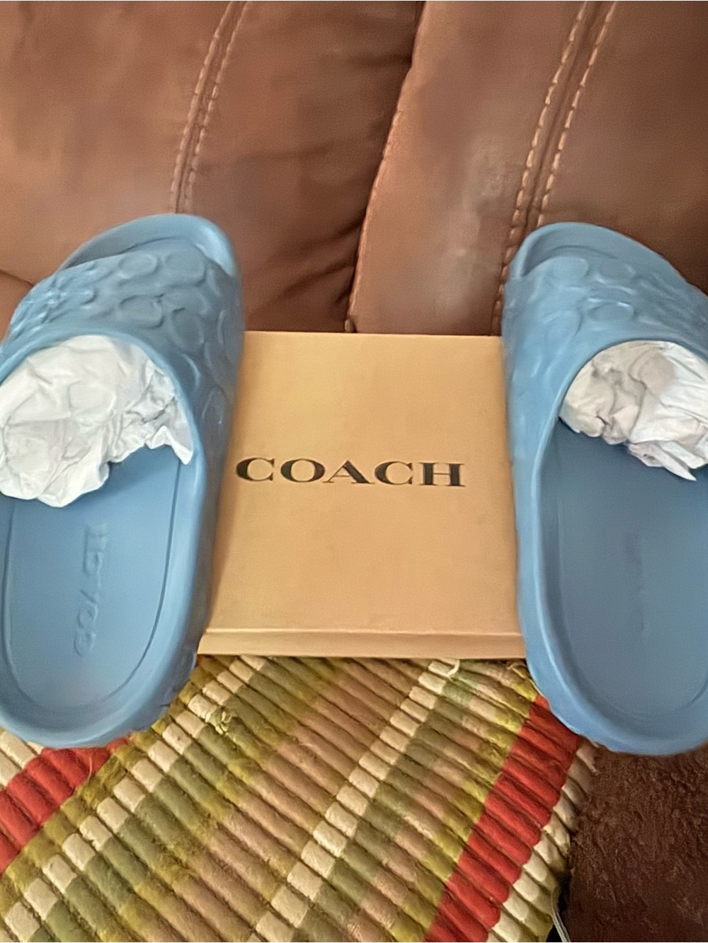 Coach Light Denim Molded Slide Sandals - Light Blue - Picture 3 of 4
